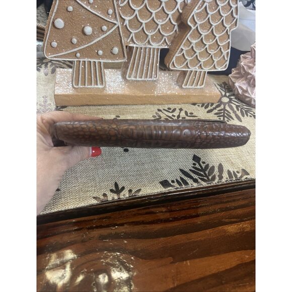 BRAHMIN | Tuscan Checkbook Clutch | Brown/Black Croc Texture Vintage Wallet - Picture 4 of 12